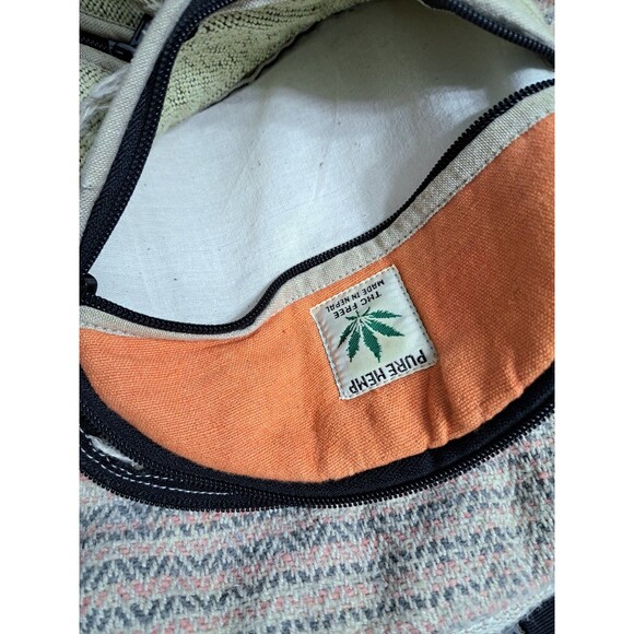 Himalayan Hemp THC Free Multi Color Handmade Backpack Nepal Pink Green Orange - Picture 7 of 10